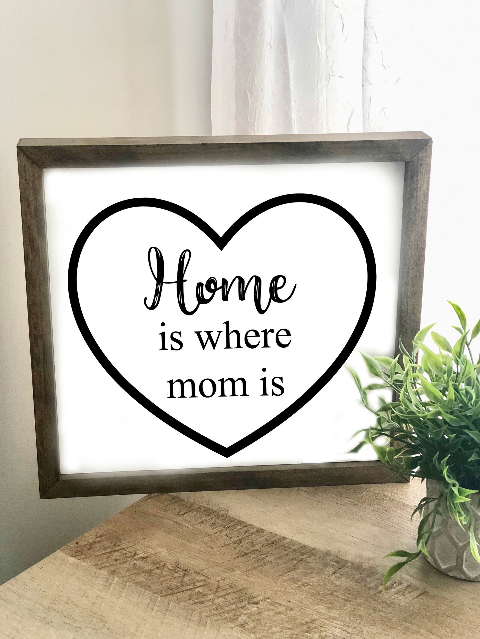 HOME is Where Mom Is Framed Wood Sign Farmhouse Decor - Etsy