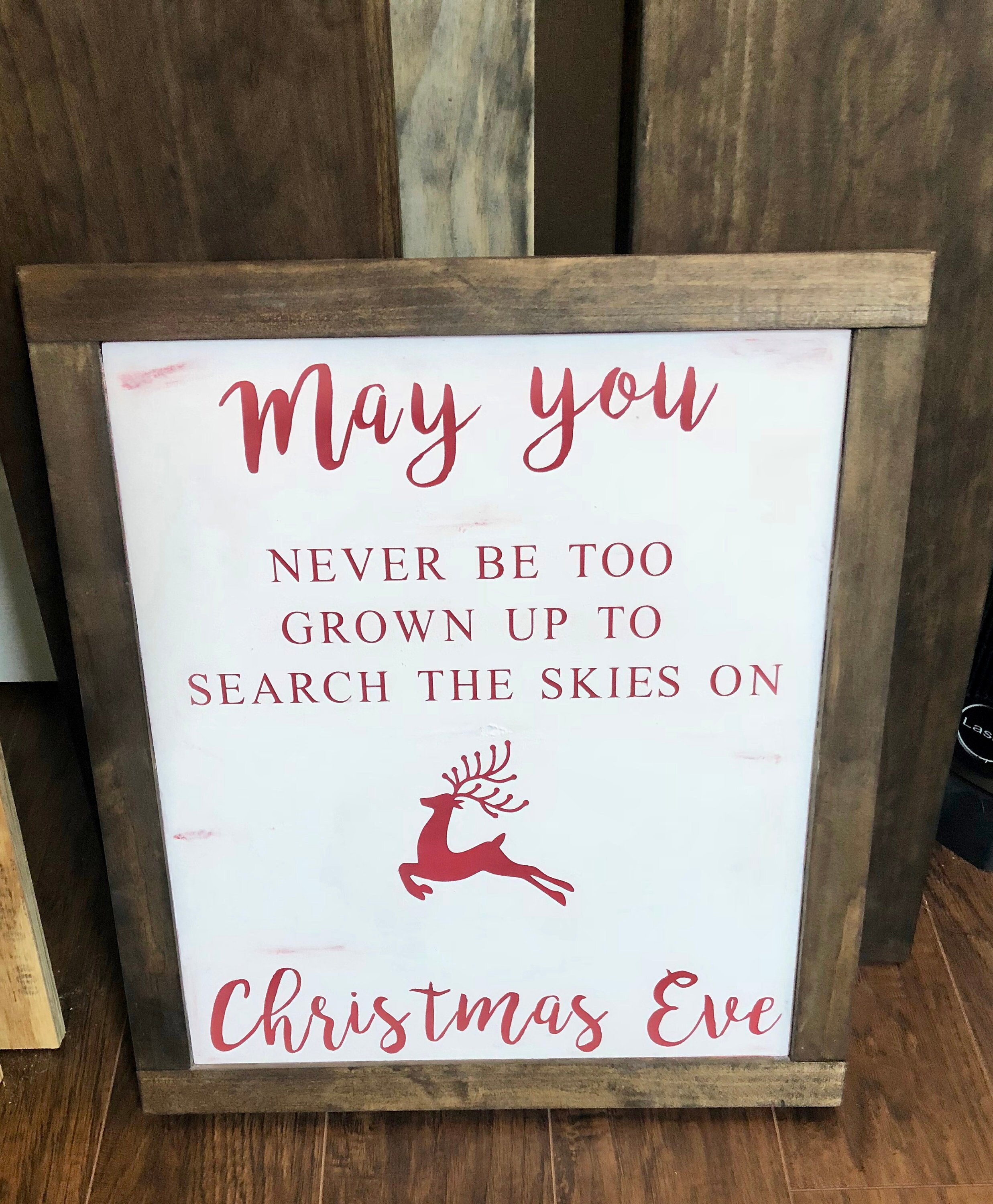 Christmas Eve Sign | Large Framed Wood Sign | Farmhouse Decor | Rustic