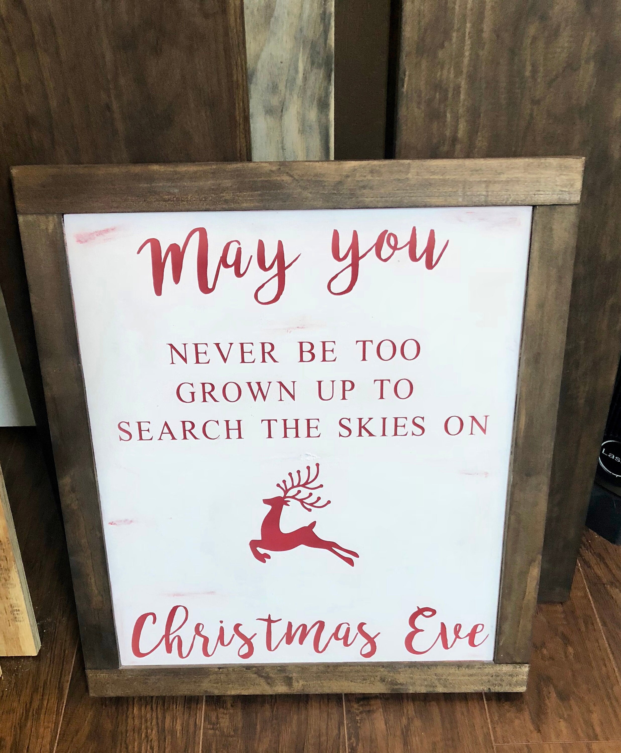 Christmas Eve Sign Large Framed Wood Sign Farmhouse Decor | Etsy