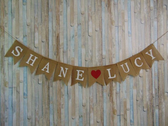 Custom Wedding Burlap Banner Personalized Name Banner Etsy