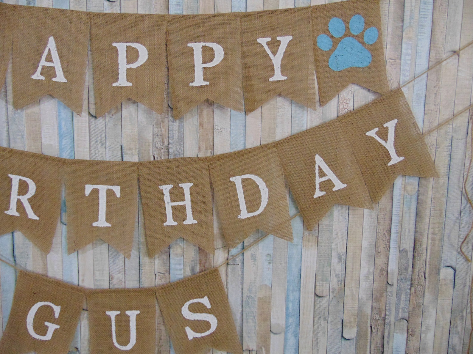 Happy Birthday Paw Print Burlap Banner Pet Happy Birthday | Etsy