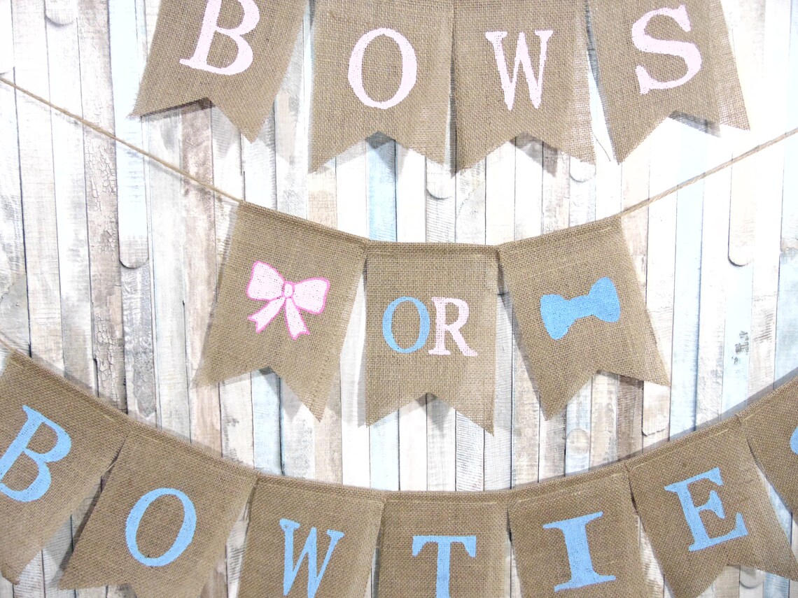Bows or Bowties Gender Reveal Banner Gender Reveal Ideas Etsy