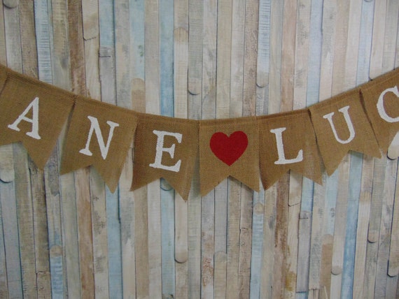 Custom Wedding Burlap Banner Personalized Name Banner Etsy