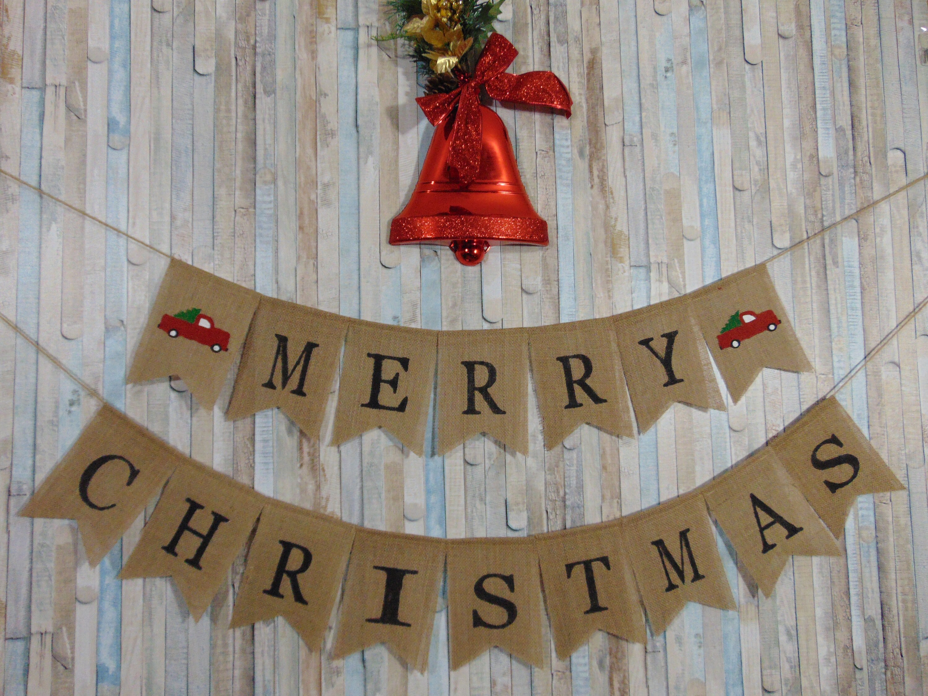 Merry Christmas Banner Christmas Bunting Garland Christmas | Etsy