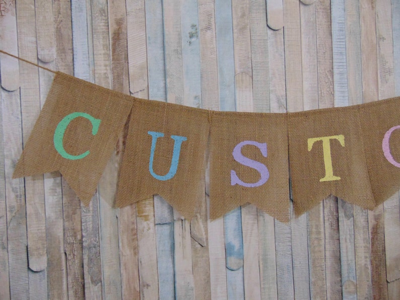 Custom Pastel Color Burlap Banner Custom Rainbow Rustic | Etsy