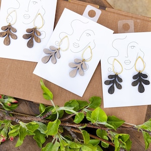 Leaf Dangle Earring Template Svg, Wood Earring Svg, Botanical Glowforge Earrings Vector File, Boho Laser Cut Aesthetic Earring SVG, DXF, EPS