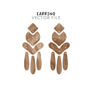 SVG per orecchini aztechi per taglio laser, file di taglio per orecchini occidentali per Glowforge, modello per orecchini pendenti in legno per gioielli fai da te, file pronto per il laser