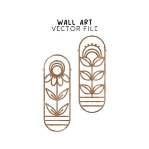Archivo de corte láser de arte de pared de flores, plantilla láser de panel de pared de madera, archivo vectorial colgante de pared moderno, decoración de casa de granja SVG, descarga digital