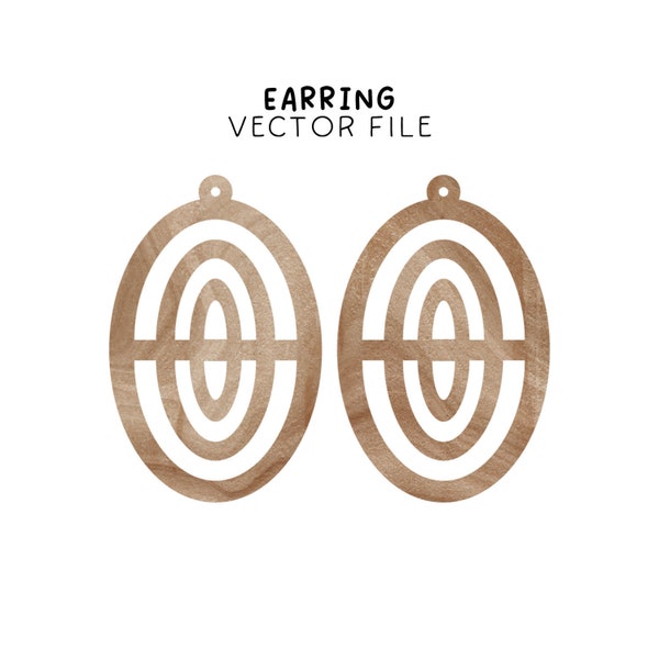 Art Deco Oval Aesthetic Earrings, Leather Earring Svg, Vector File, Glowforge Earrings, Boho Jewelry Template, Silhouette Cameo SVG DXF EPS