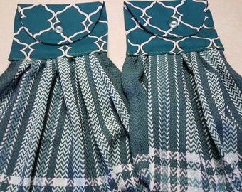 Teal Print Tea towels.Dish towel Hand towel