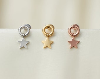 Star Earrings - Gold Earrings  - Conch Earrings - Cartilage Earrings - Tragus/Helix/Conch - Ball End Studs - Screw Back Earrings