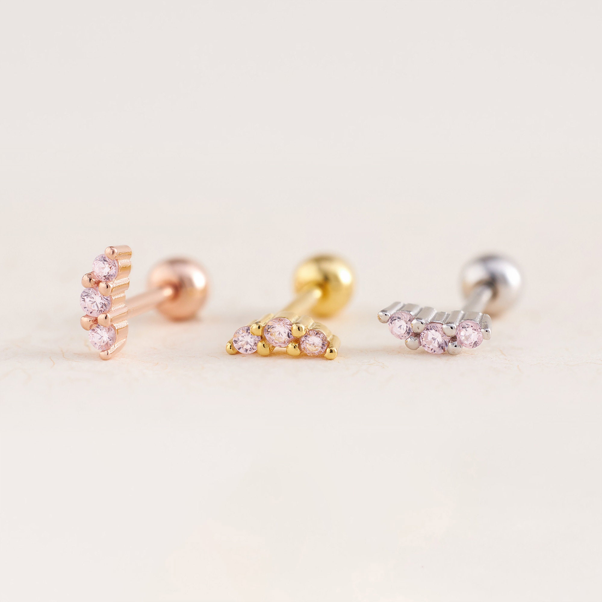 Helix Earring, Birthstone Cartilage Earring, Conch Earring, Helix Stud 18G, Gemstone Earrings, Screw Back, Sterling Silver, Forward Helix
