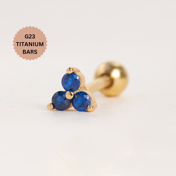 Sapphire Blue CZ Dot Cluster Stud, Dainty Titanium Conch Studs, Good Match with Minimalist, Flat Back Cartilage Piercing, 20G Tragus Studs