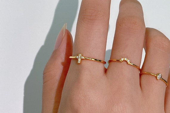 Rose Gold Dainty Thin Ring, Stacking Ring - Shraddha Shree Gems