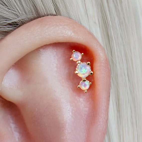 Delicate Real Solitaire Tragus Stud Piercing Gold Helix Stud -  Israel