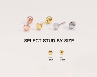 Tiny Circle Dot Stud Earrings, Sterling Silver Screw Back Earrings, Three Different Diameter, Gold Cartilage Piercing, Simple Stacking Stud