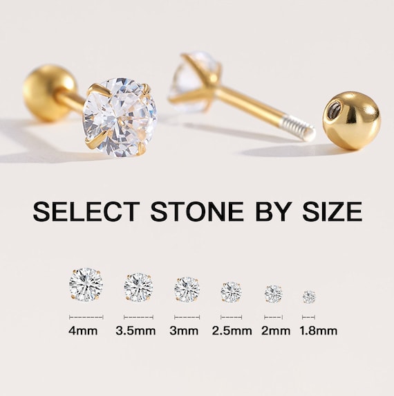 Tiny Stud Earrings, Screw Back Earrings, Small Studs, Sparly Cz