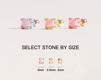 Pink Opal Stud Earrings, Opal Earrings, Silver, Gold, Rose Gold, Cartilage, Opal Earrings Set, 14k Gold, Opal Earrings Studs, Rhinestone