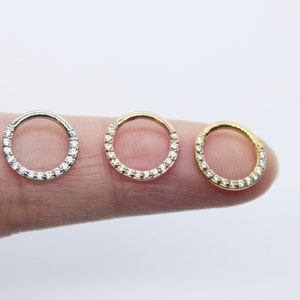 16G-6mm,8mm,10mm, daith earring, gold daith piercing, small hoop earring, septum ring, rook, seamless ring helix, hinged hoop earring, nose image 7