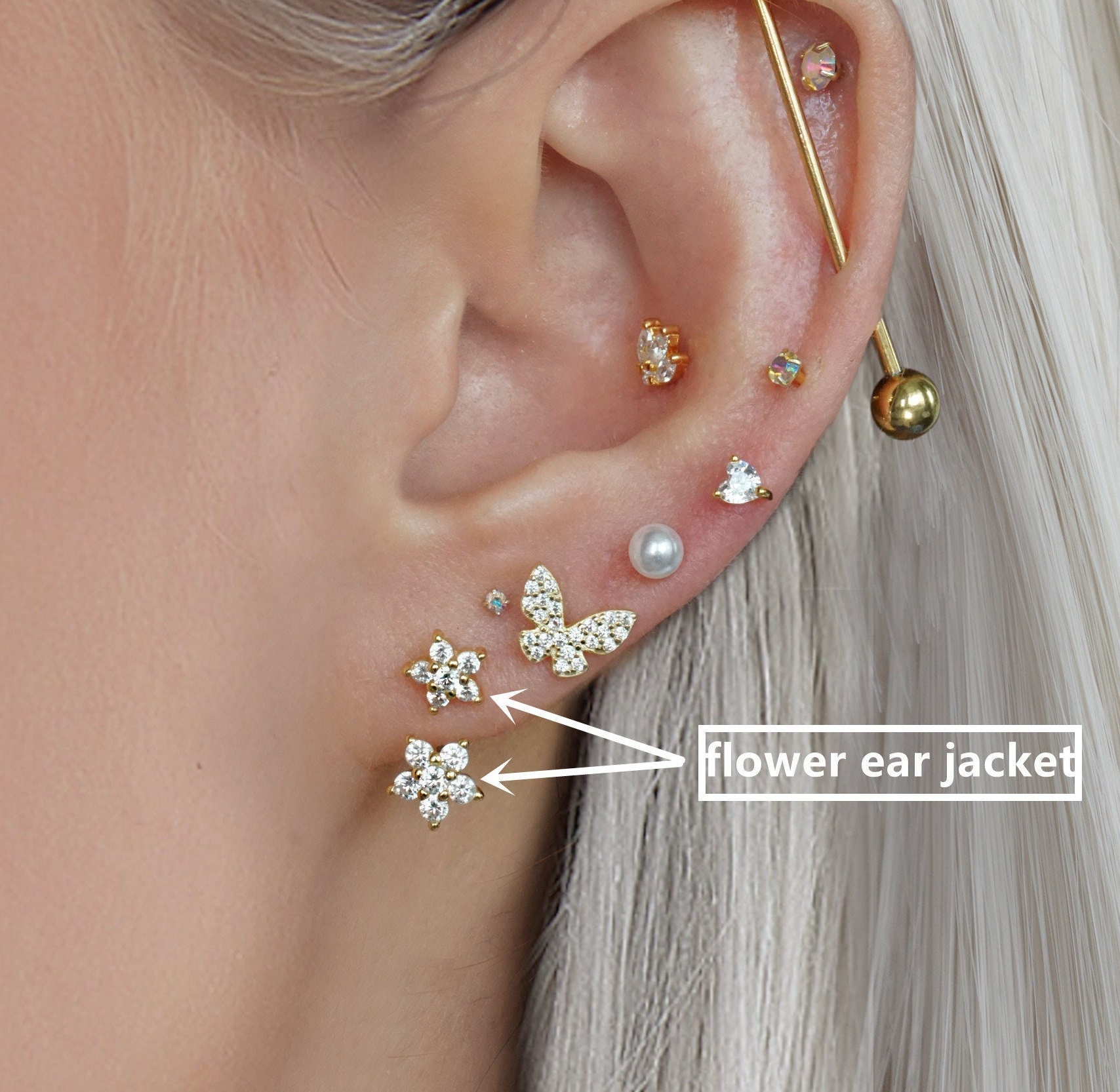 Flower on sale ear jacket