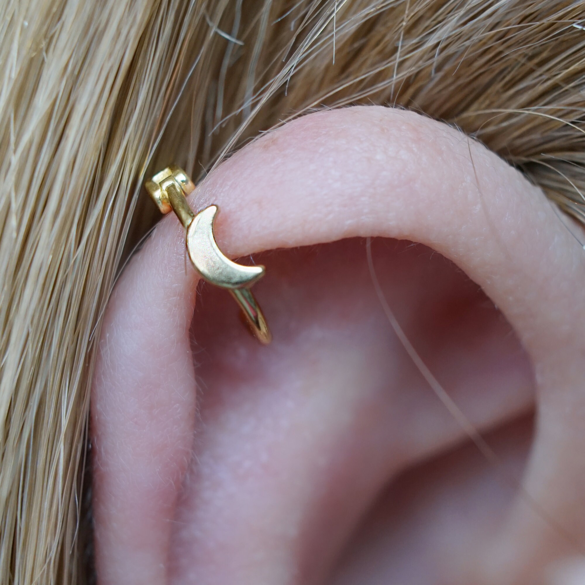 Moon Cartilage Hoop Cartilage Earring Hoop Sterling Silver Helix