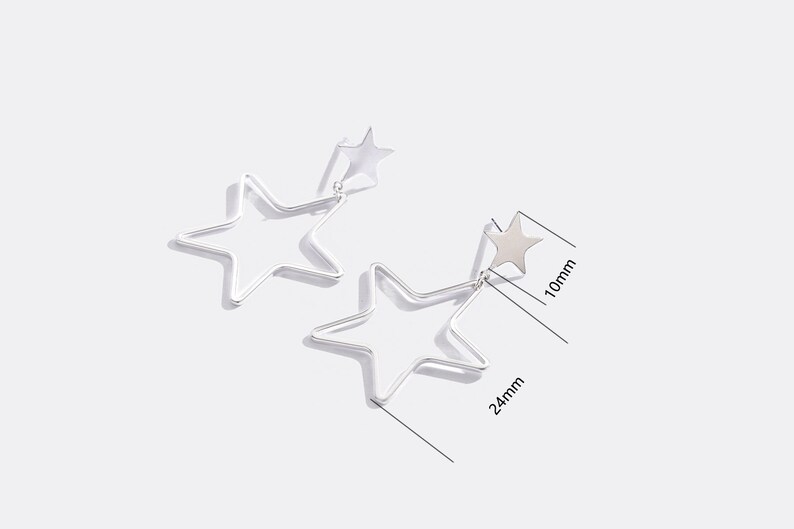 minimalist earrings gift for her celestial drop earrings dainty and delicate double stars dangle earrings twinkle star ear threader