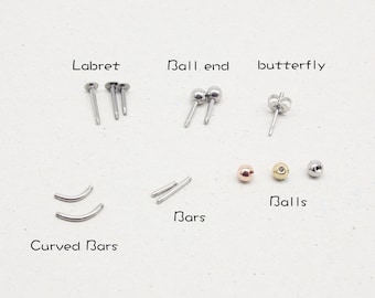 Ear piercing parts, replacement Bars, backings, labret bar, barbells, earring parts, DIY, Piercing crafts, piercing balls, 16g, 18g, 20g