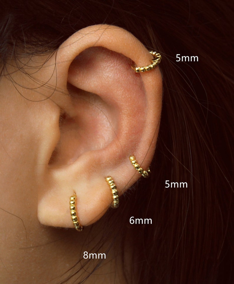 Simple Cartilage Hoop Tiny Dots Helix Hoop Small Tragus Etsy