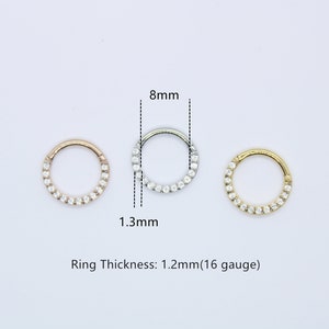 16G-6mm,8mm,10mm, daith earring, gold daith piercing, small hoop earring, septum ring, rook, seamless ring helix, hinged hoop earring, nose image 6