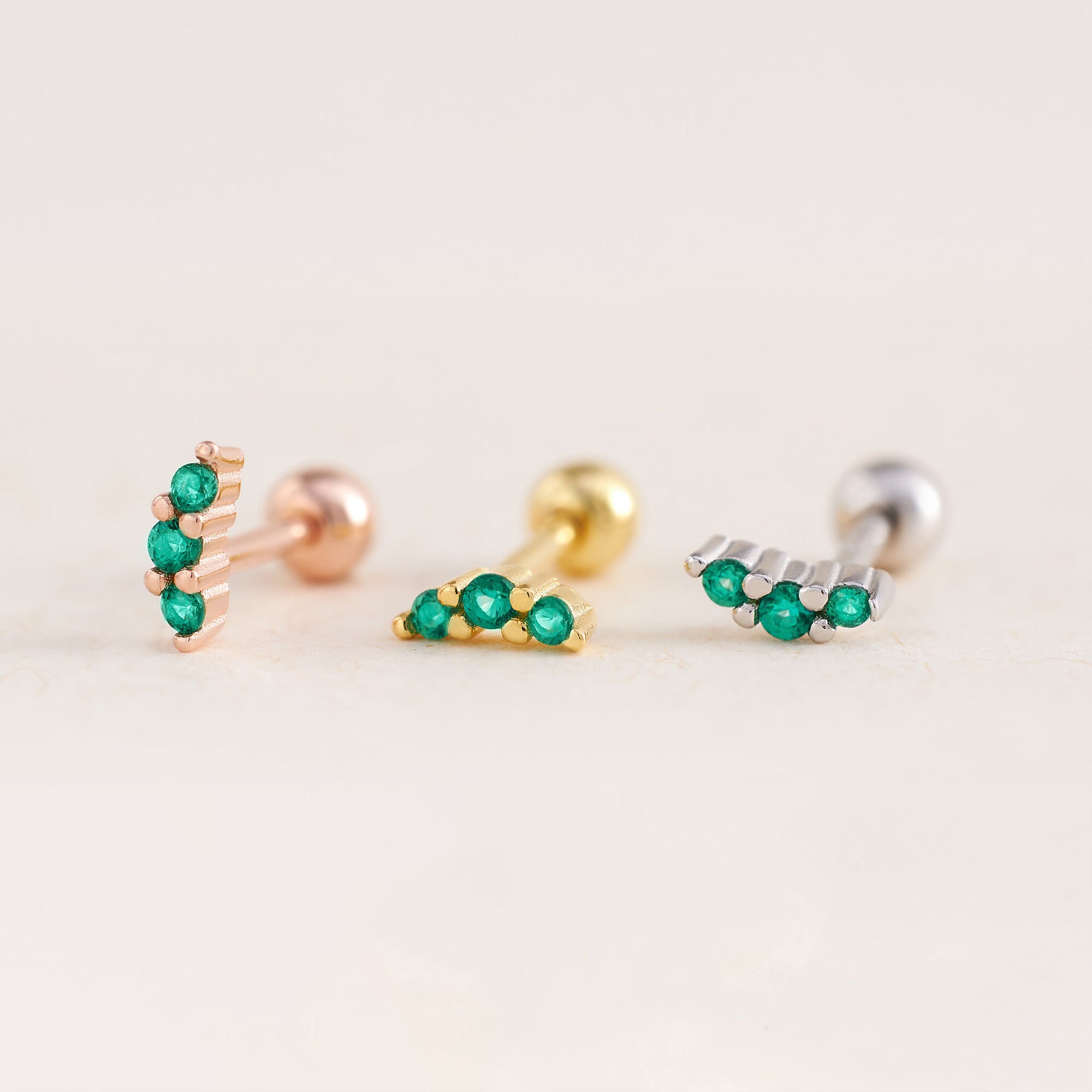 Helix Earring, Birthstone Cartilage Earring, Conch Earring, Helix Stud 18G, Gemstone Earrings, Screw Back, Sterling Silver, Forward Helix