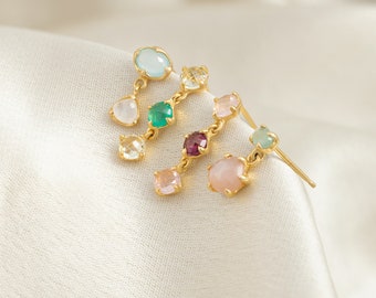 Natural Gemstone Earrings, Stud Earrings, Sterling Silver Stud, Dangle And Drop Earrings, Crystal Jewelry, Minimalist Earrings, Garnet Stud