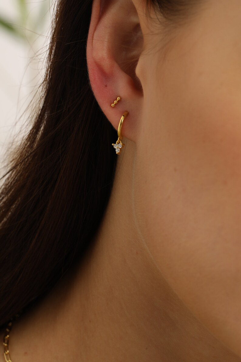 Three balls studs tiny earring studs second hole studs Etsy