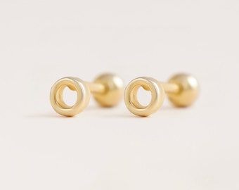 tiny circle stud earring, gold stud earring, geometric stud earring, tiny earrings, small earrings, sterling silver earrings, small gifts