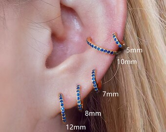 Blue Turquoise Surgical Steel Lobe Conch Cartilage Helix Hoops 16 gauge 16g Blue Turquoise Surgical Steel Lobe Conch Cartilage Helix Hoops 16 gauge 16g