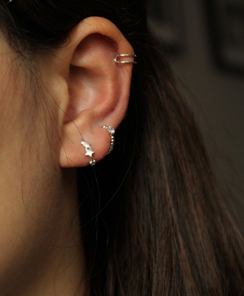Triple Star Cartilage Hoop Helix Earring Hoop Hoop Earrings Etsy Canada