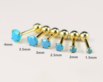 Turquoise Screw Back Earring, Multiple Sizes Cartilage Stud, Tragus Earrings, Conch, Second Hole Earrings, Turquoise Stud Earring, Birthday