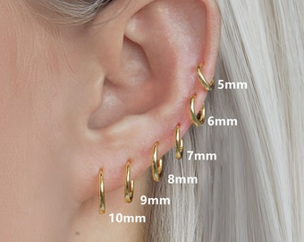 Thin Gold Hoop, Simple Plain Hoop Earrings, Helix Piercing Jewelry, Silver Hoops, Huggie Earrings, Gift For Her, Nose Ring, Tragus Piercing