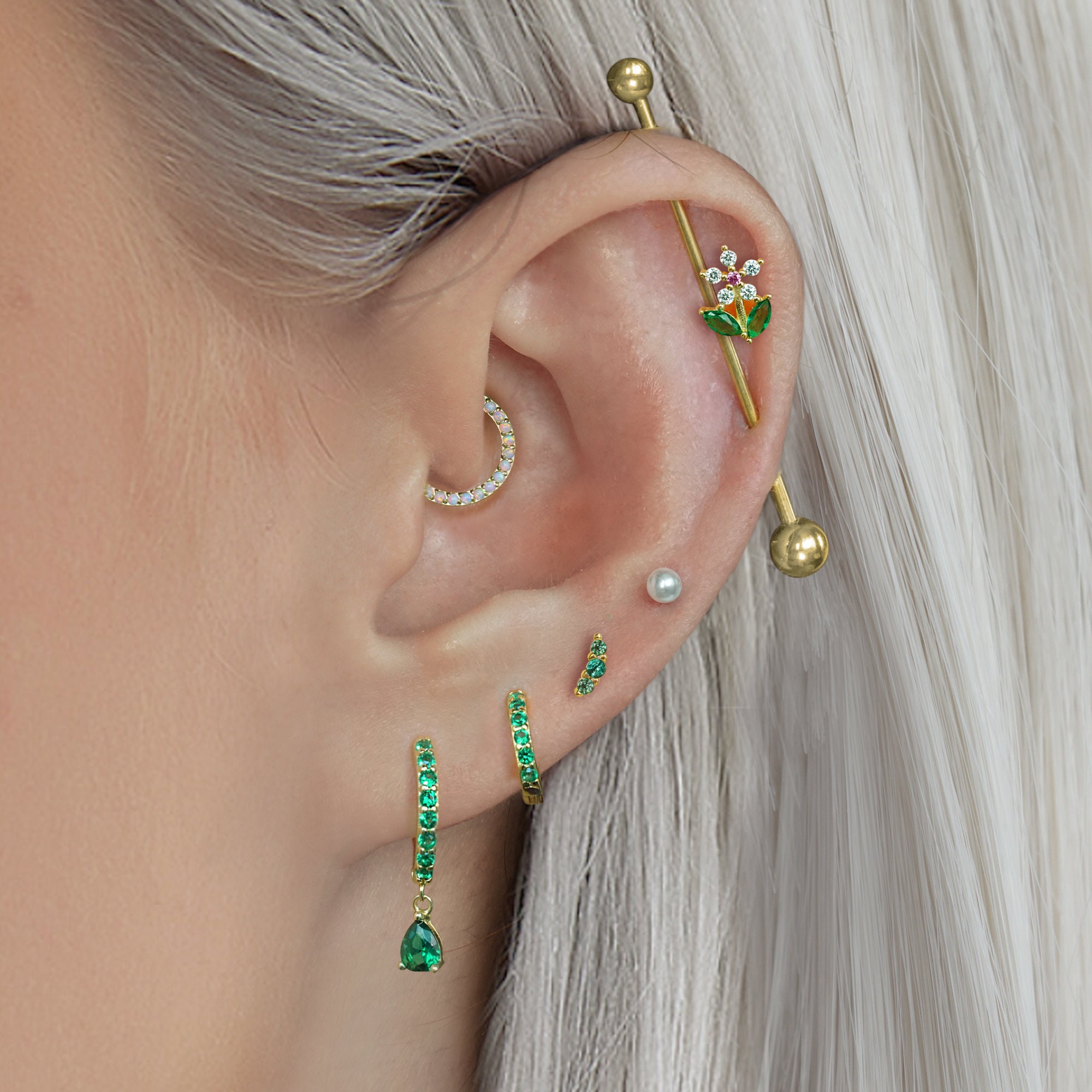 Helix Earring, Birthstone Cartilage Earring, Conch Earring, Helix Stud 18G, Gemstone Earrings, Screw Back, Sterling Silver, Forward Helix