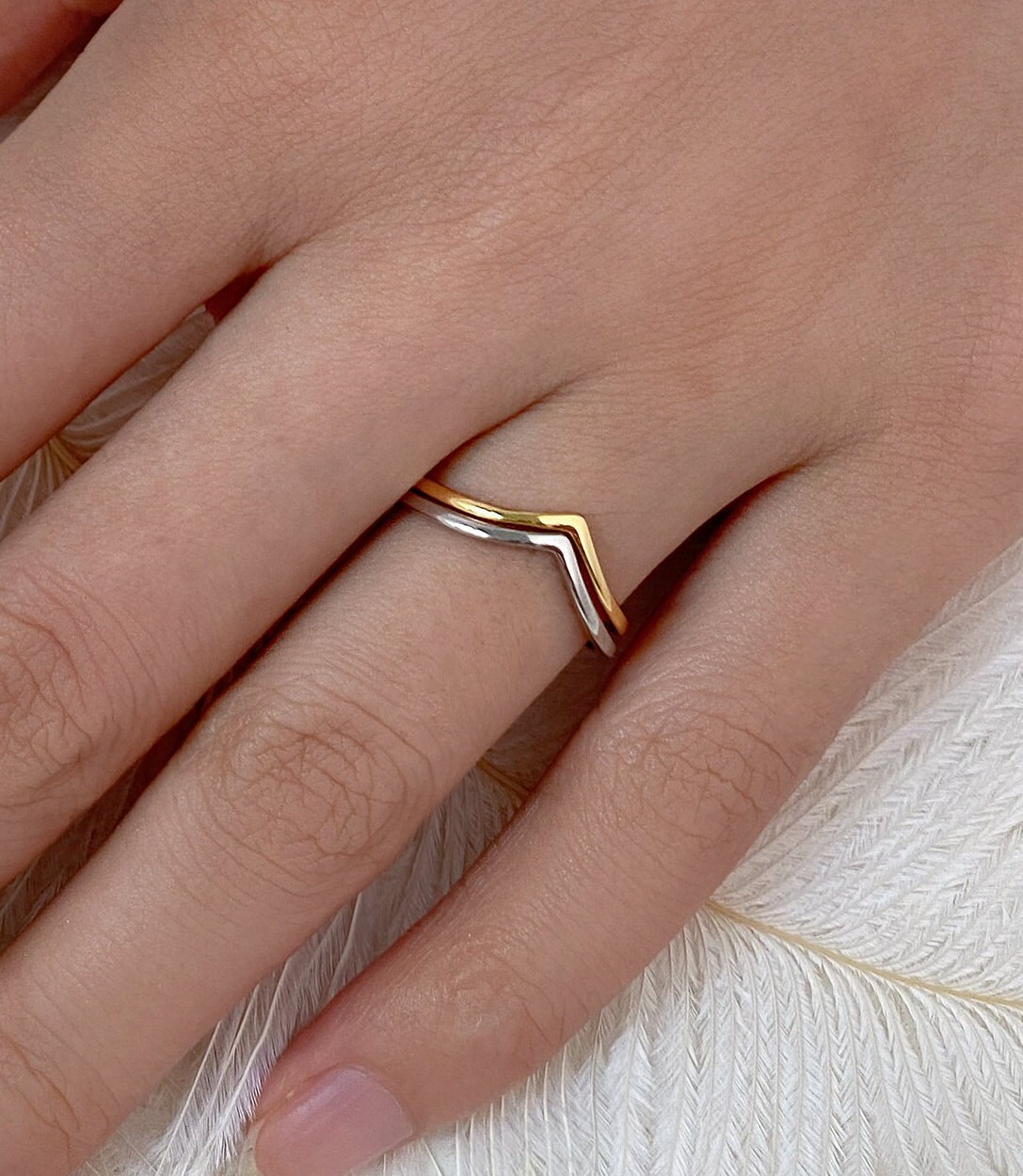V Ring Chevron Ring V Ring Rotating Vshaped Ring Modern Etsy