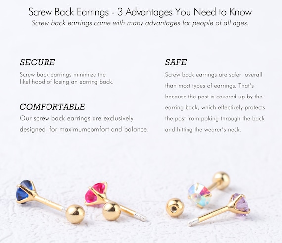 Long post screw back earrings outlet
