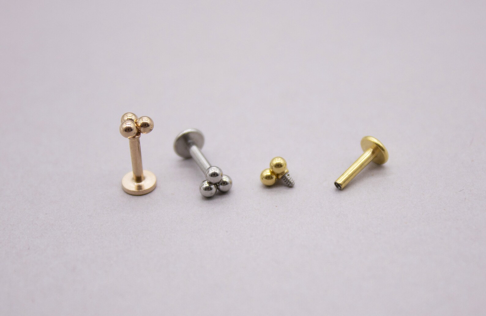 thumbnail image 2 of Triple Ball Trinity Internally Threaded Tragus Helix Conch Labret 2 of 11