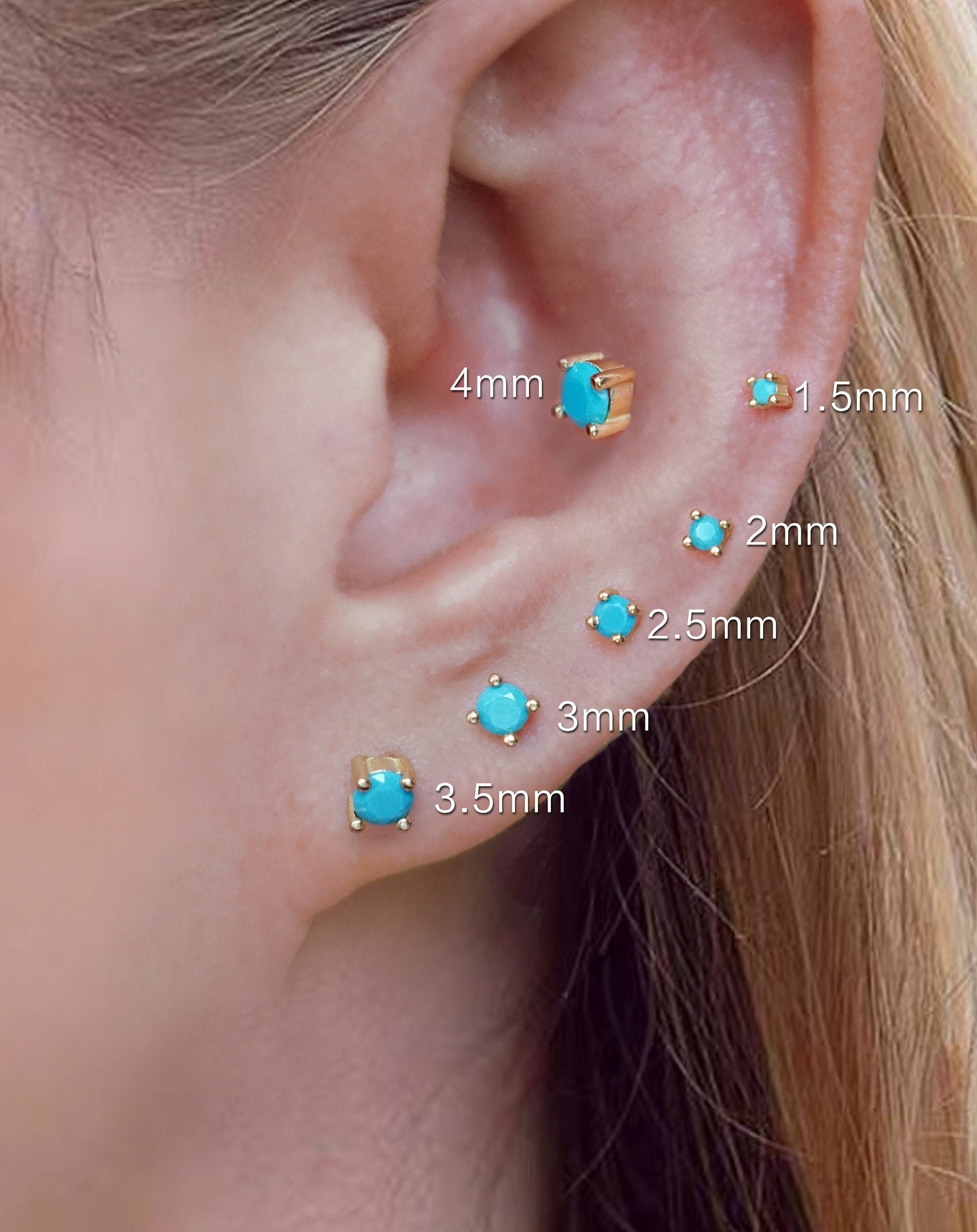 Tuequise 18k Gold Plated 925 Sterling Silver Stud Screw Back Earrings Tuequise 18k Gold Plated 925 Sterling Silver Stud Screw Back Earrings