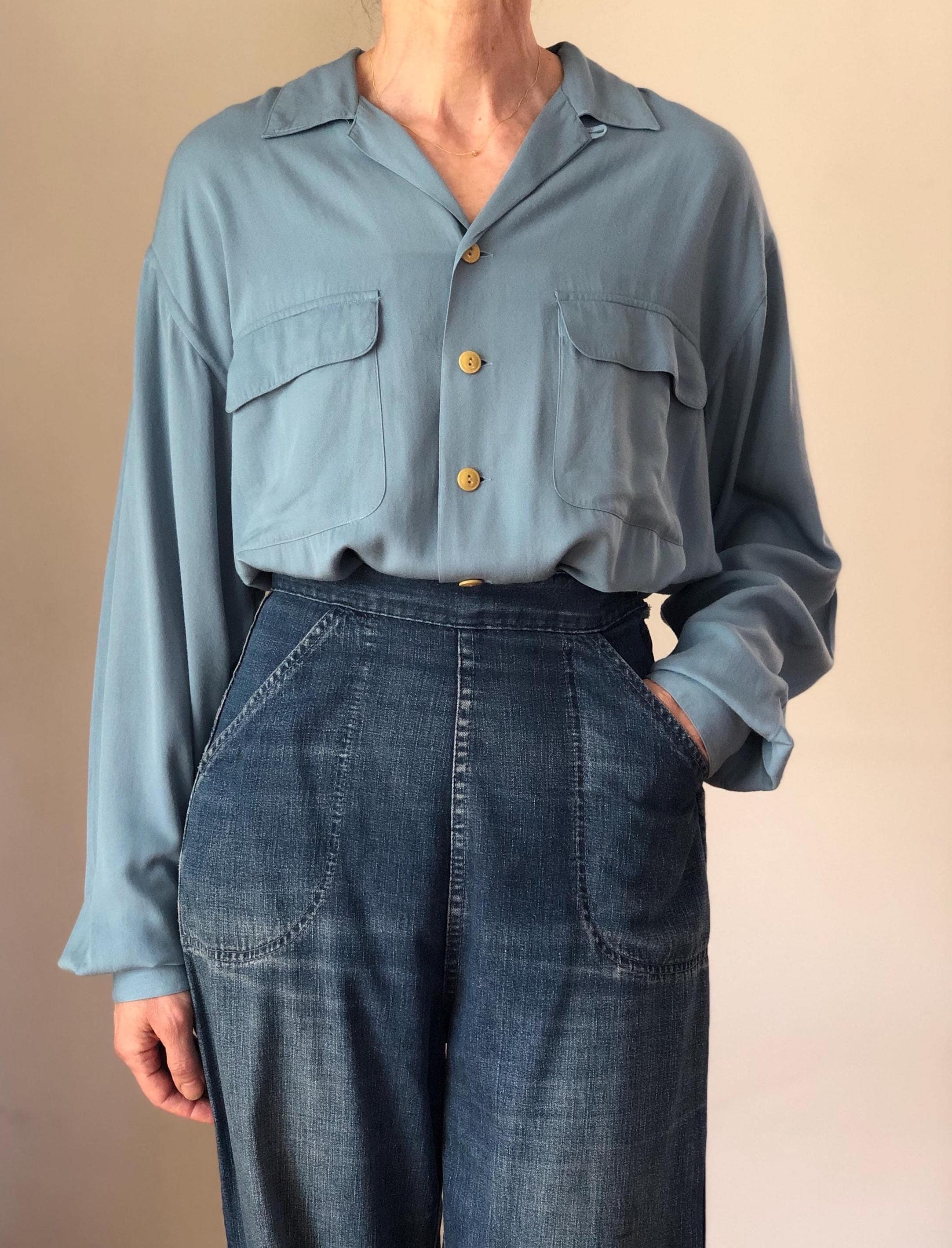 1990s Vintage Ralph Lauren Polo Country Rayon Gabardine Shirt 90s