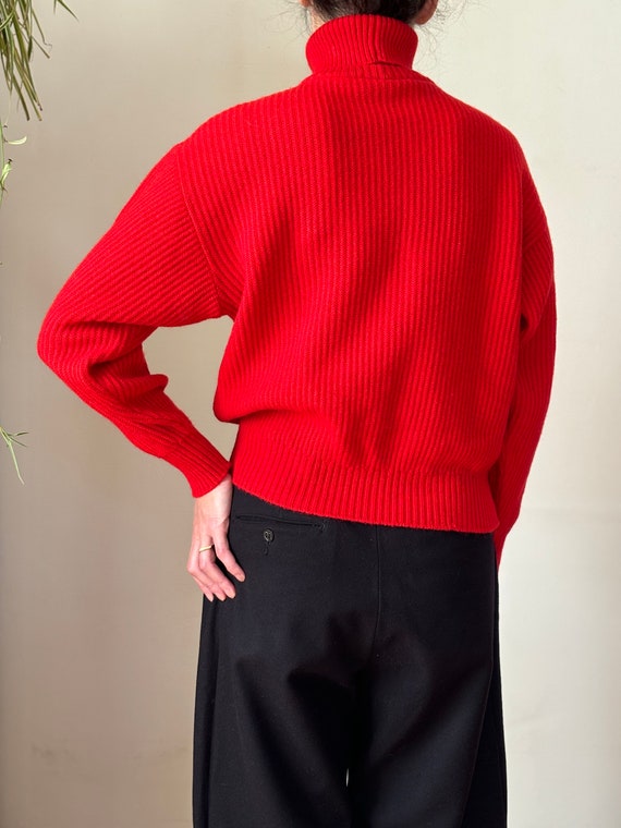 1990s vintage Ellesse red wool ribbed turtleneck … - image 5