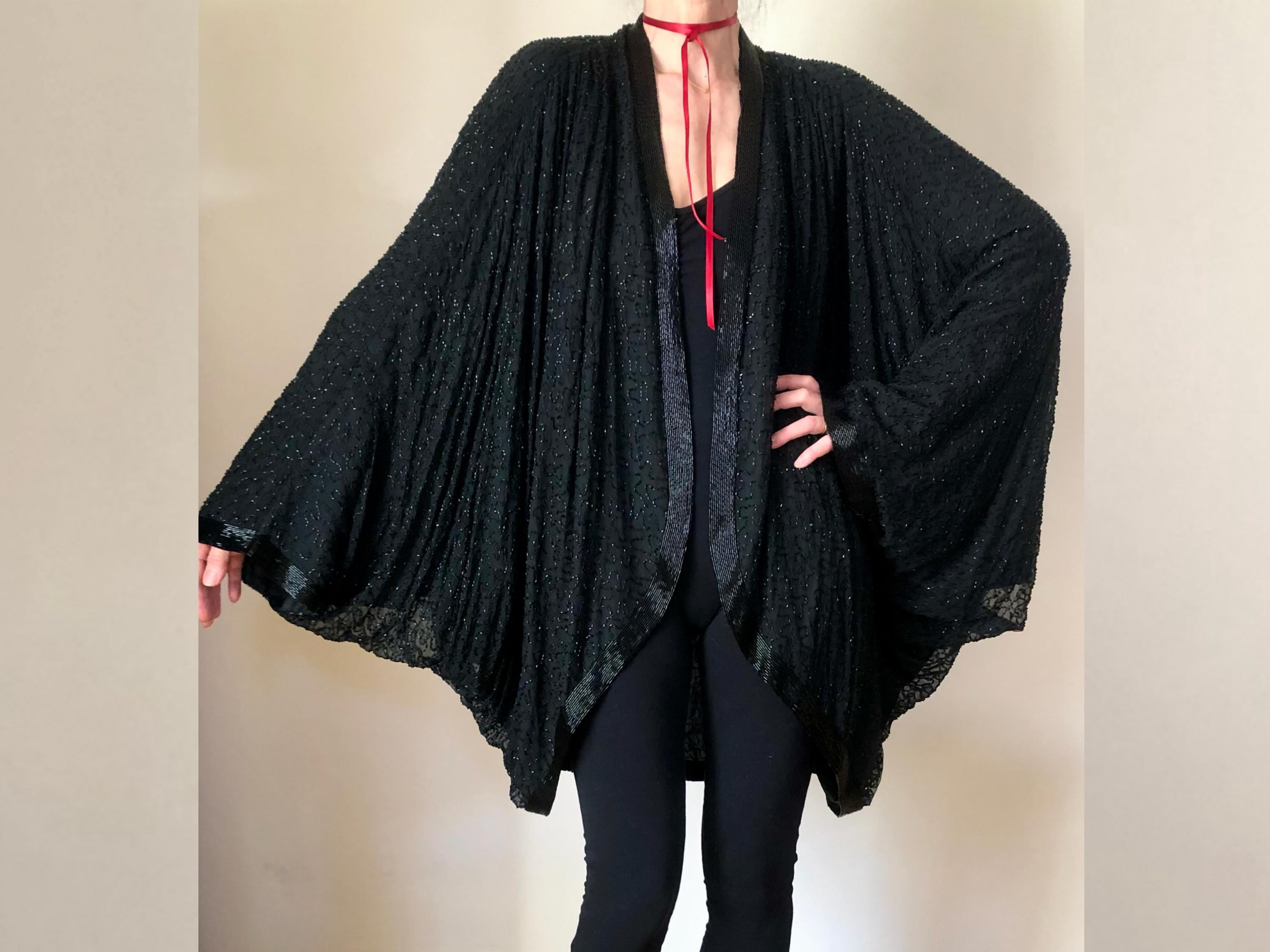 slim fit dress slacks Plus Backless Batwing Sleeves Mermaid Hem Sequin Evening Dress Black / 4XL main image 0