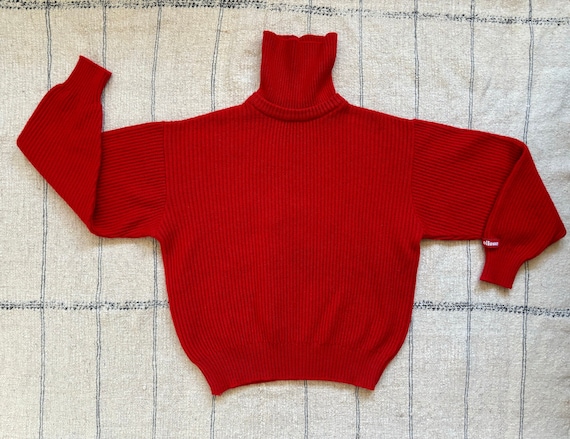 1990s vintage Ellesse red wool ribbed turtleneck … - image 8