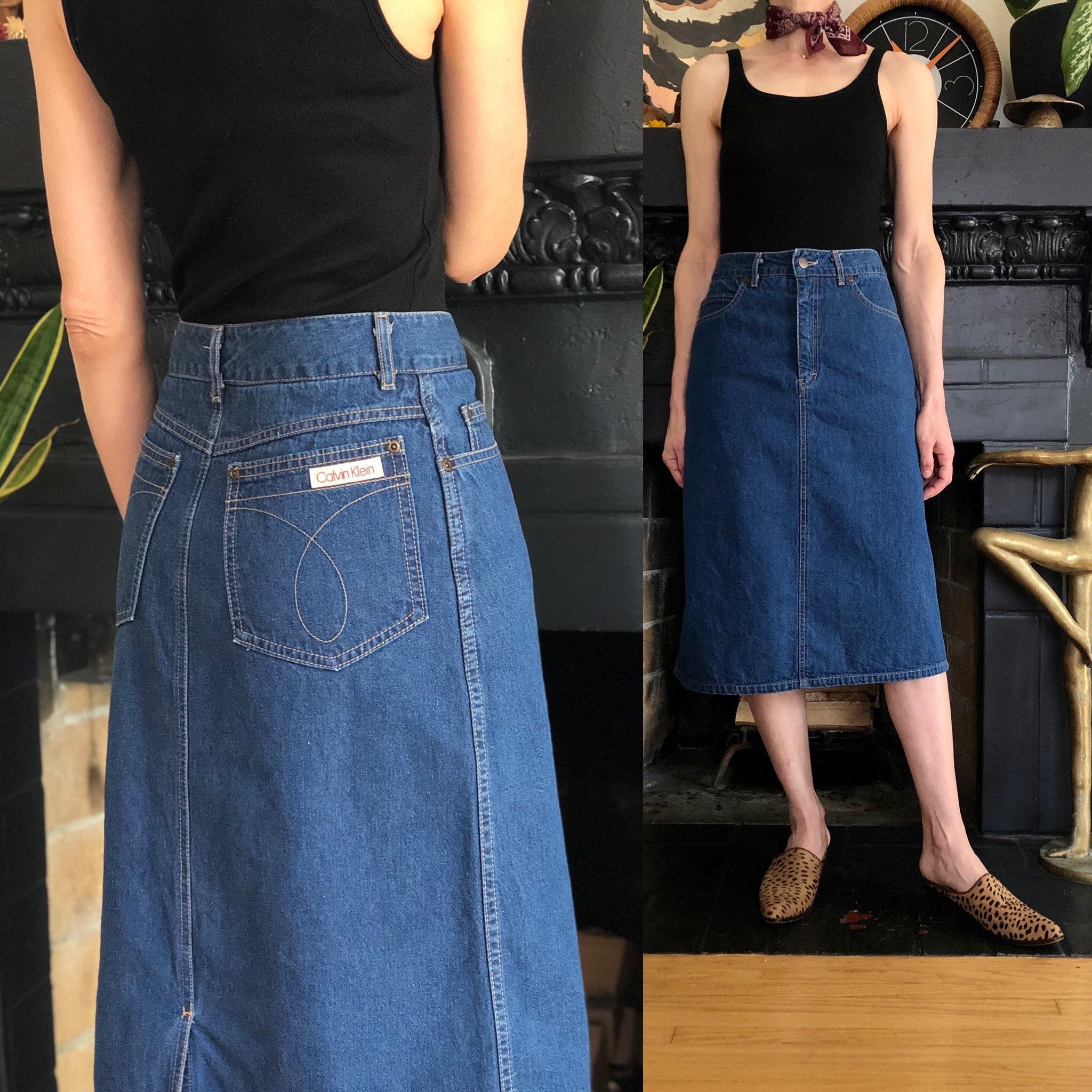 1980s jean skirt