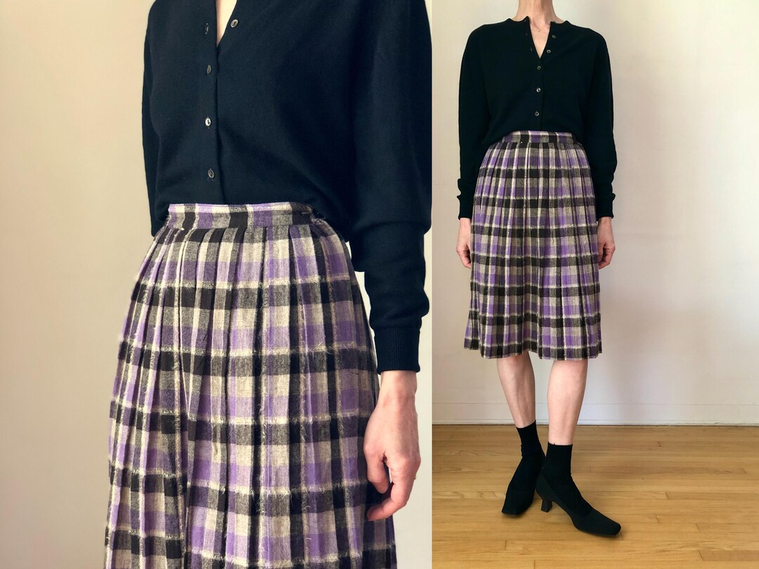 Vintage Brown Pleated Wool Skirt 6 main image 1