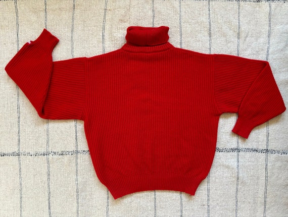 1990s vintage Ellesse red wool ribbed turtleneck … - image 9