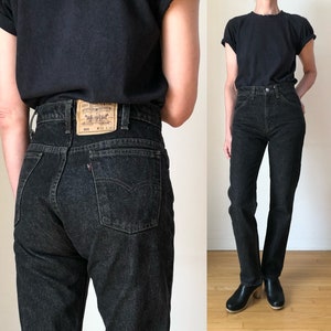 1980s Vintage Levis 505 Black Denim Straight Leg Jeans 80s 1980s Vintage Levis 505 Black Denim Straight Leg Jeans 80s